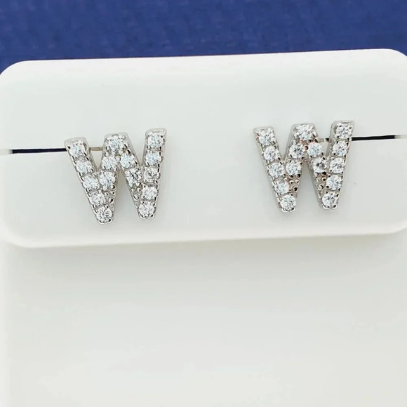 "#925 Sterling Silver CZ Stud Earrings for Women/Girl, US925P1082 - Picture 10 of 10